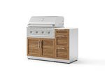 NewAge Outdoor Kitchens Outdoor Grill Island Stainless-Steel Louvered Doors 4-Piece Cabinet Set with 3-Drawer, Grill Cabinet, Performance Grill and Dekton in Aeris Countertop - (Liquid Propane) | Garage Giant 