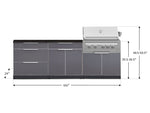 NewAge Outdoor Kitchens Aluminum 5-Piece Cabinet Set With 3 Drawer, Bar, Grill Cabinet, Platinum Grill and Countertop-71163-Garage Giant 
