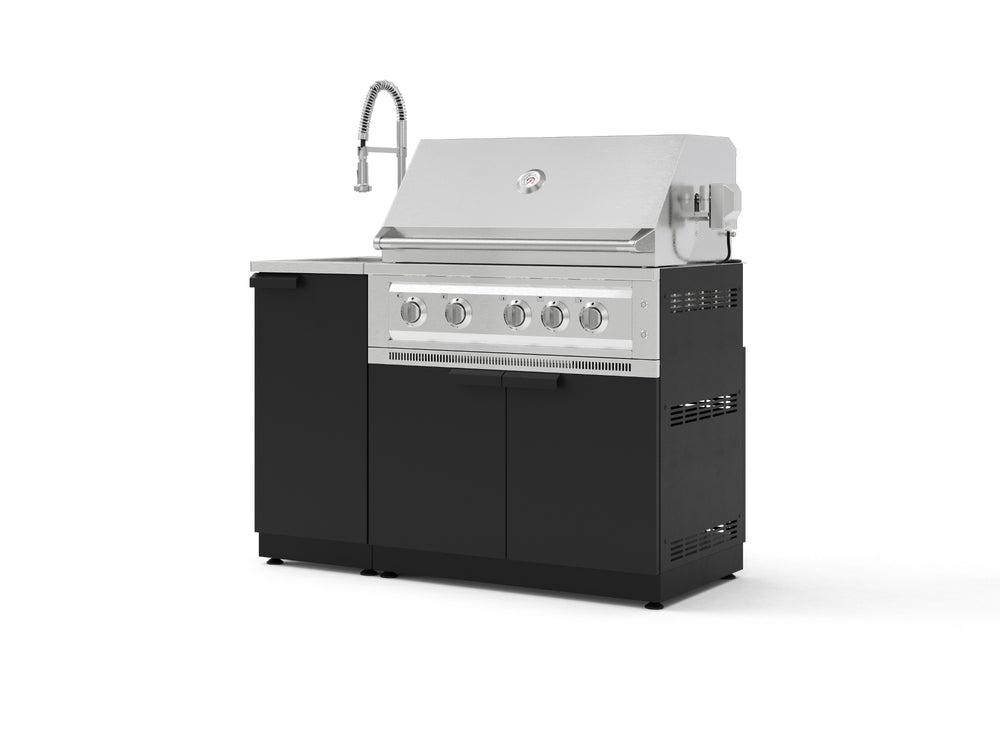 NewAge Outdoor Kitchens Outdoor Grill Island Stainless-Steel 3-Piece Cabinet Set with Sink, Grill Cabinet, and Platinum Grill | 76367