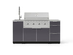 NewAge Outdoor Kitchens Outdoor Grill Island Aluminum 5-Piece Cabinet Set with Sink, 3 Drawer, Grill Cabinet, Performance Grill and Stainless Steel Countertop-75552-Garage Giant 