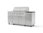 NewAge Outdoor Kitchens Outdoor Grill Island Stainless-Steel 6-Piece Cabinet Set with Casters and 3-Drawer, Grill Cabinet, Performance Grill, Side Burner and Dekton in Sirius Countertop - (Liquid Propane) | Garage Giant 