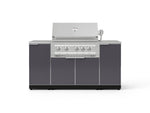 NewAge Outdoor Kitchens Outdoor Grill Island Aluminum 6-Piece Cabinet Set with 1 Door, Grill Cabinet, Platinum Grill and Countertops 