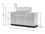 NewAge Outdoor Kitchens Outdoor Grill Island Stainless-Steel 5-Piece Cabinet Set with Sink, 3 Drawer, Grill Cabinet, Performance Grill and Stainless Steel Countertop - (Liquid Propane) 