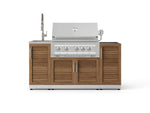 NewAge Outdoor Kitchens Outdoor Grill Island Stainless-Steel 5-Piece Cabinet Set with Sink, 1 Door, Grill Cabinet, Platinum Grill and Stainless Steel Countertop - (Liquid Propane) 