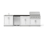 NewAge Outdoor Kitchens Stainless Steel 6-Piece Cabinet Set with Sink, Bar, Grill Cabinet, Performance Grill, Countertop and Stainless Steel Door Fridge-73759-Garage Giant 