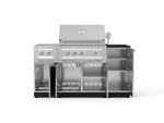 NewAge Outdoor Kitchens Outdoor Grill Island Stainless-Steel 6-Piece Cabinet Set with 1-Door, Grill Cabinet, Platinum Grill, Dual Side Burner and Dekton in Sirius Countertop - (Natural Gas) 