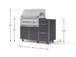 NewAge Outdoor Kitchens Outdoor Grill Island Aluminum 3-Piece Cabinet Set with Casters and 3-Drawer, Grill Cabinet and Platinum Grill - (Liquid Propane) 