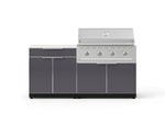 NewAge Outdoor Kitchens Aluminum 4-Piece Cabinet Set with Bar, Grill Cabinet, Performance Grill and Countertop - (Natural Gas) 