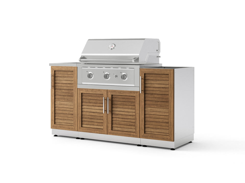 NewAge Outdoor Kitchens Outdoor Grill Island Stainless-Steel Louvered Doors 5-Piece Cabinet Set with Sink, 1 Door, Grill Cabinet, Performance Grill and Stainless Steel Countertop - (Liquid Propane) | Garage Giant