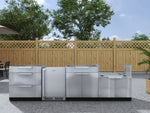 NewAge Outdoor Kitchens Stainless Steel 4-Piece Cabinet Set with 3-Drawer, Bar, Grill Cabinet and Fridge-66564-Garage Giant 