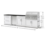 NewAge Outdoor Kitchens Stainless Steel 7-Piece Cabinet Set with 3-Drawer, Bar, Grill Cabinet, Performance Grill, Countertops, and Stainless Steel Door Fridge-73616-Garage Giant 