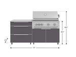 NewAge Outdoor Kitchens Aluminum 4-Piece Cabinet Set with Casters and 3 Drawer, Grill Cabinet, Platinum Grill, Countertop-72206-Garage Giant 