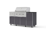 NewAge Outdoor Kitchens Outdoor Grill Island Aluminum 6-Piece Cabinet Set with Casters and 1-Door, Grill Cabinet, Performance Grill, Side Burner and Dekton in Sirius Countertop - (Liquid Propane) | Garage Giant 