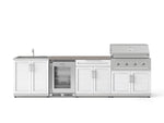 NewAge Outdoor Kitchens Stainless Steel 6-Piece Cabinet Set with Sink, Bar, Grill Cabinet, Performance Grill, Countertop and Glass Door Fridge-73843-Garage Giant 