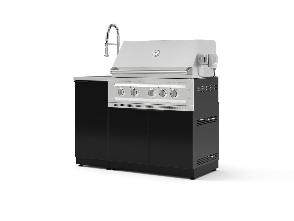 NewAge Outdoor Kitchens Outdoor Grill Island Aluminum 3-Piece Cabinet Set with Sink, Grill Cabinet, and Platinum Grill | 76346