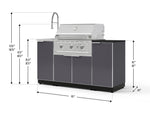 NewAge Outdoor Kitchens Outdoor Grill Island Aluminum 5-Piece Cabinet Set with Sink, 1 Door, Grill Cabinet, Performance Grill and Stainless Steel Countertop - (Natural Gas) 