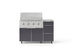 NewAge Outdoor Kitchens Outdoor Grill Island Aluminum 4-Piece Cabinet Set with Casters and 3-Drawer, Grill Cabinet, Performance Grill, Countertop 