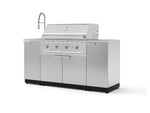 NewAge Outdoor Kitchens Outdoor Grill Island Stainless-Steel 5-Piece Cabinet Set with Sink, 1 Door, Grill Cabinet, Performance Grill and Stainless Steel Countertop-75380-Garage Giant 