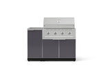 NewAge Outdoor Kitchens Outdoor Grill Island Aluminum 3-Piece Cabinet Set with Sink, Grill Cabinet and Performance Grill-73945-Garage Giant 