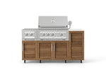NewAge Outdoor Kitchens Outdoor Grill Island Stainless-Steel Louvered Doors 6-Piece Cabinet Set with Casters and 1-Door, Grill Cabinet, Platinum Grill, Dual Side Burner and Dekton in Aeris Countertop - (Liquid Propane) 