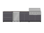 NewAge Outdoor Kitchens Aluminum 7-Piece Cabinet Set with 3-Drawer, Bar, Grill Cabinet, Performance Grill, Countertops and Fridge-71900-Garage Giant 