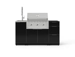 NewAge Outdoor Kitchens Outdoor Grill Island Aluminum 5-Piece Cabinet Set with Sink, 3 Drawer, Grill Cabinet, Performance Grill and Stainless Steel Countertop - (Liquid Propane) 