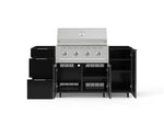 NewAge Outdoor Kitchens Outdoor Grill Island Aluminum 5-Piece Cabinet Set with Casters 1 Door, 3 Drawer, Grill Cabinet and Performance Grill - (Liquid Propane) 