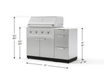 NewAge Outdoor Kitchens Outdoor Grill Island Stainless-Steel 4-Piece Cabinet Set with 3-Drawer, Grill Cabinet, Performance Grill and Dekton in Aeris Countertop - (Natural Gas) 