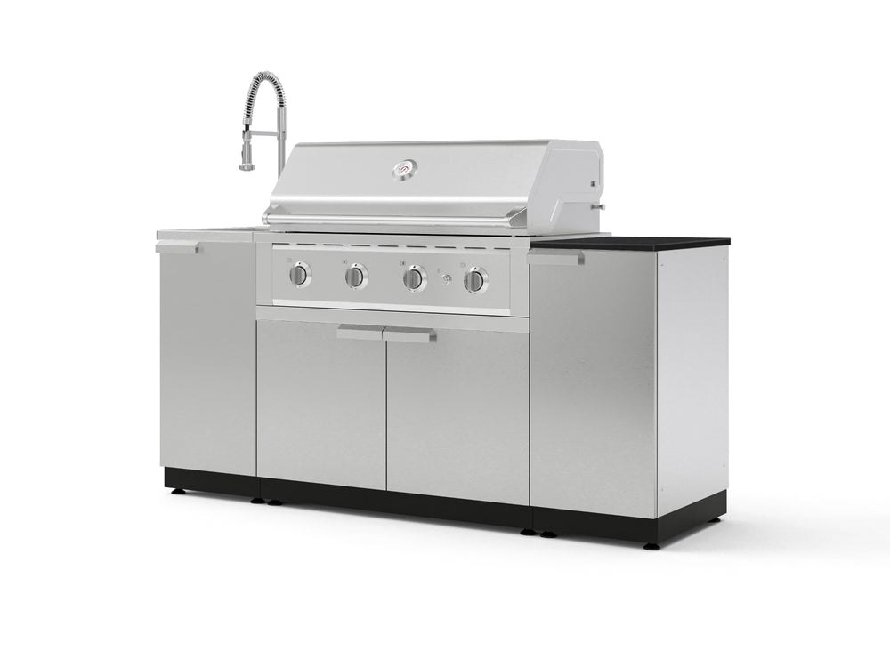 NewAge Outdoor Kitchens Outdoor Grill Island Stainless-Steel 5-Piece Cabinet Set with Sink, 1 Door, Grill Cabinet, Performance Grill and Stainless Steel Countertop - (Natural Gas) | Garage Giant