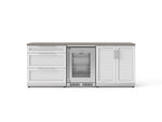 NewAge Outdoor Kitchens Stainless Steel 5-Piece Cabinet Set with 3-Drawer, 2-Door Cabinet, Countertops and Fridge-73865-Garage Giant 