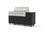 NewAge Outdoor Kitchens Outdoor Grill Island Stainless-Steel 6-Piece Cabinet Set with Casters and 1-Door, Grill Cabinet, Performance Grill, Side Burner and Dekton in Aeris Countertop - (Liquid Propane) | Garage Giant 