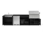 NewAge Outdoor Kitchens Stainless Steel 6-Piece Cabinet Set with Sink, Bar, Grill Cabinet, Platinum Grill, Countertop and Stainless Steel Door Fridge-73741-Garage Giant 