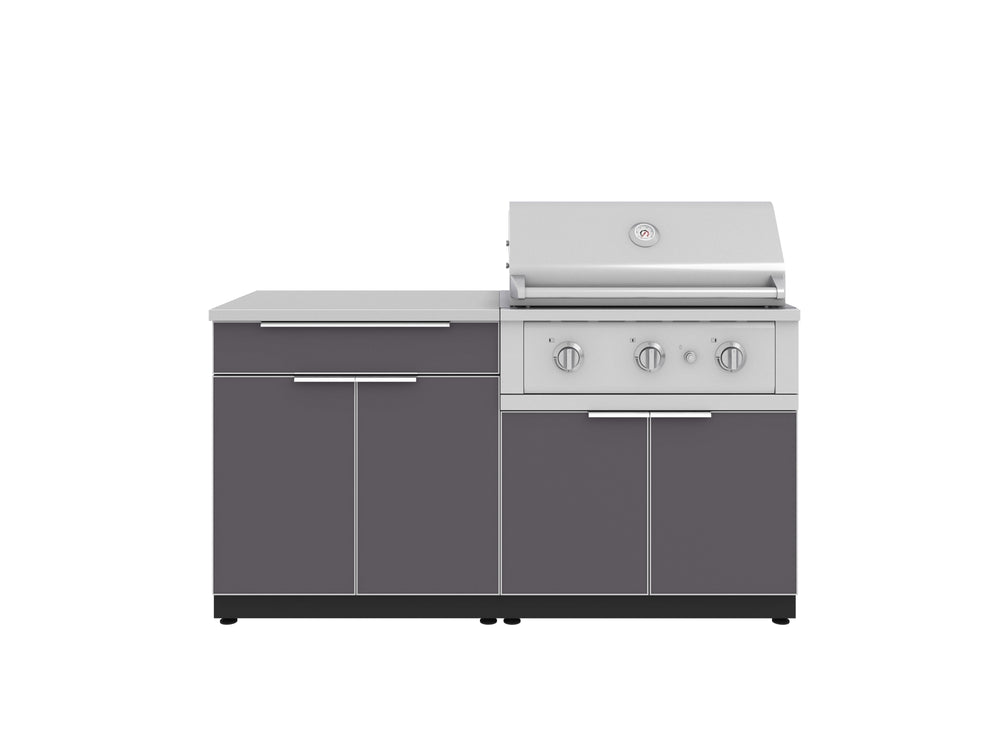 NewAge Outdoor Kitchens Aluminum 4-Piece Cabinet Set with Bar, Grill Cabinet, Performance Grill and Countertop-67281-Garage Giant