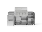 NewAge Outdoor Kitchens Outdoor Grill Island Stainless-Steel 6-Piece Cabinet Set with Casters 1 Door, 3 Drawer, Grill Cabinet, Performance Grill and Dekton in Sirius Countertops - (Liquid Propane) 