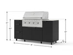 NewAge Outdoor Kitchens Outdoor Grill Island Stainless-Steel 6-Piece Cabinet Set with Casters 1 Door, 3 Drawer, Grill Cabinet, Performance Grill and Dekton in Aeris Countertops - (Liquid Propane) 