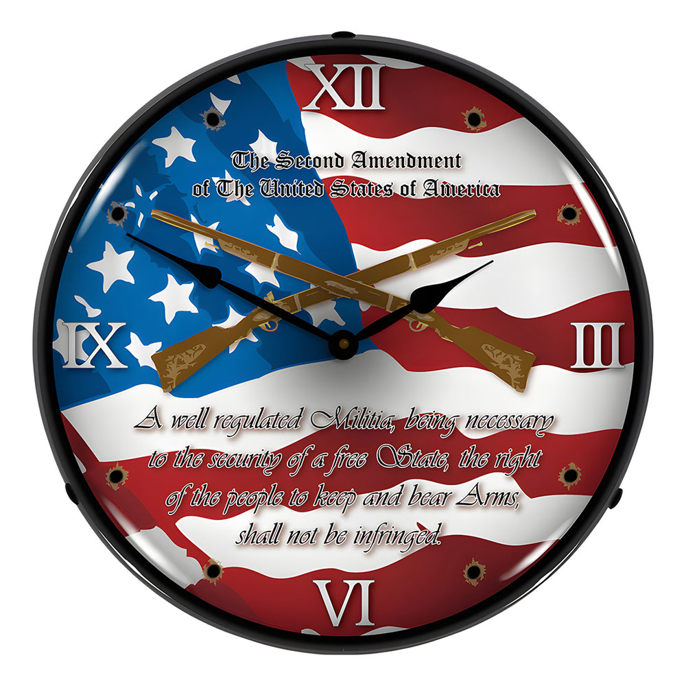 Collectable Sign and Clock 2nd Amendment Backlit Wall Clock-1006254-Garage Giant