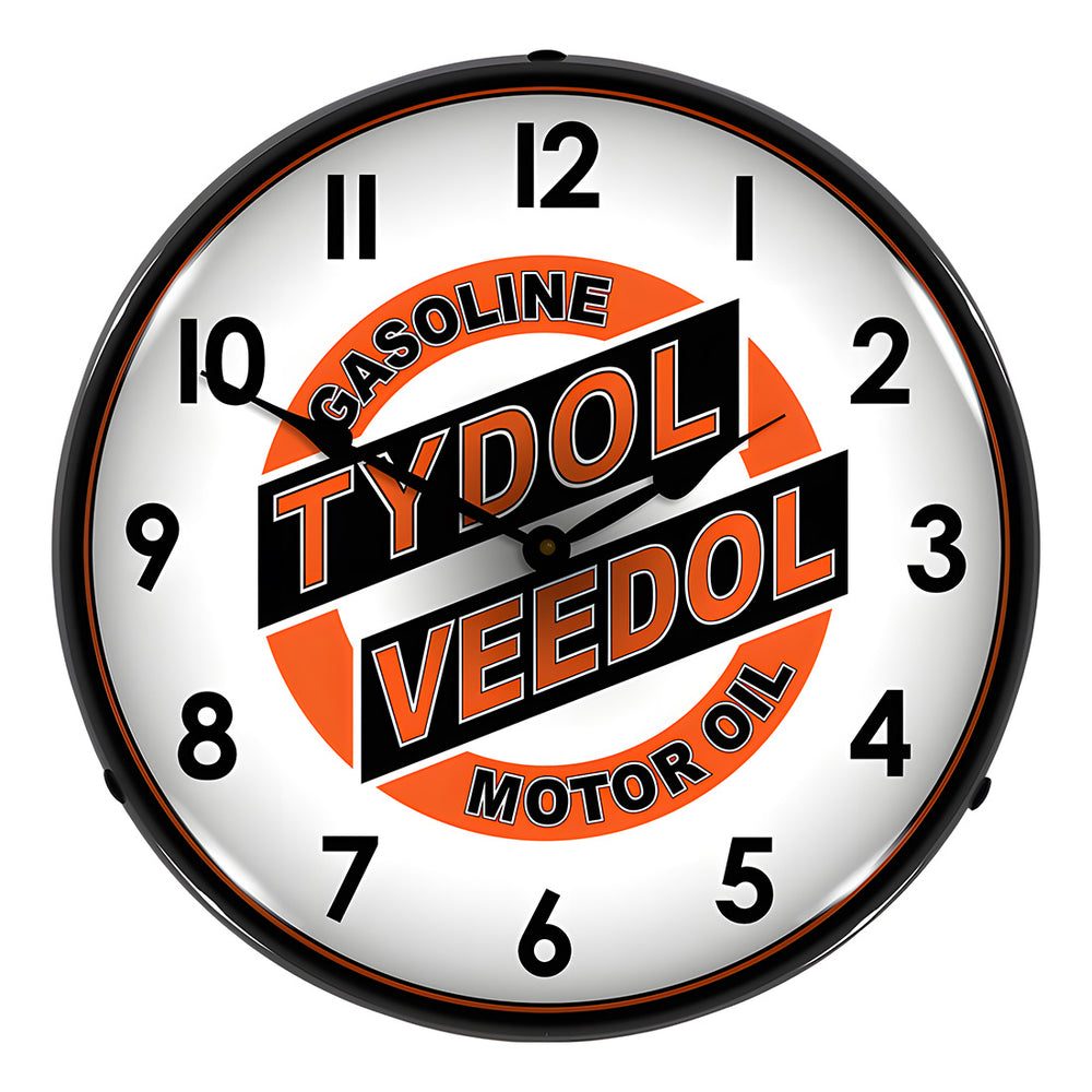 Collectable Sign and Clock Tydol Veedol Motor Oil Backlit Wall Clock-1012277-Garage Giant