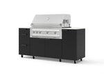 NewAge Outdoor Kitchens Outdoor Grill Island Stainless-Steel 6-Piece Cabinet Set with Casters 1 Door, 3 Drawer, Grill Cabinet, Platinum Grill and Dekton in Aeris Countertops - (Liquid Propane) | Garage Giant 