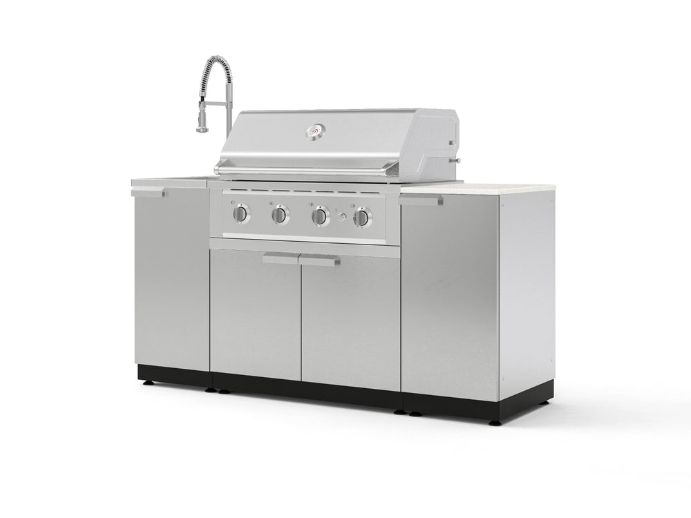 NewAge Outdoor Kitchens Outdoor Grill Island Stainless-Steel 5-Piece Cabinet Set with Sink, 1 Door, Grill Cabinet, Performance Grill and Stainless Steel Countertop - (Natural Gas) | Garage Giant