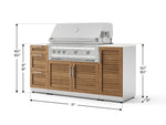 NewAge Outdoor Kitchens Outdoor Grill Island Stainless-Steel Louvered Doors 6-Piece Cabinet Set with 1 Door, 3 Drawer, Grill Cabinet, Platinum Grill and Dekton in Aeris Countertops - (Natural Gas) 