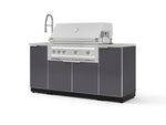 NewAge Outdoor Kitchens Outdoor Grill Island Aluminum 5-Piece Cabinet Set with Sink, 1 Door, Grill Cabinet, Platinum Grill and Stainless Steel Countertop-75302-Garage Giant 