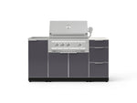 NewAge Outdoor Kitchens Outdoor Grill Island Aluminum 5-Piece Cabinet Set with Sink, 3 Drawer, Grill Cabinet, Platinum Grill and Stainless Steel Countertop - (Natural Gas) 