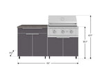 NewAge Outdoor Kitchens Aluminum 4-Piece Cabinet Set with Casters and Bar, Grill Cabinet, Performance Grill, and Countertop-72270-Garage Giant 