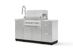 NewAge Outdoor Kitchens Outdoor Grill Island Stainless-Steel 5-Piece Cabinet Set with Sink, 3 Drawer, Grill Cabinet, Platinum Grill and Stainless Steel Countertop - (Liquid Propane) | Garage Giant 