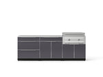 NewAge Outdoor Kitchens Aluminum 5-Piece Cabinet Set with 3 Drawer, Bar, Grill Cabinet, Platinum Griddle and Countertop-74950-Garage Giant 
