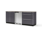 NewAge Outdoor Kitchens Aluminum 5-Piece Cabinet Set with 3-Drawer, 2-Door Cabinet, Countertops and Fridge-72120-Garage Giant 