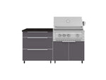 NewAge Outdoor Kitchens Aluminum 4-Piece Cabinet Set with Casters and 3 Drawer, Grill Cabinet, Platinum Grill, Countertop-72132-Garage Giant 