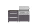 NewAge Outdoor Kitchens Aluminum 4-Piece Cabinet Set with Casters and 3 Drawer, Grill Cabinet, Platinum Grill, Countertop-72168-Garage Giant 