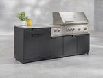 NewAge Outdoor Kitchens Stainless Steel 7-Piece Cabinet Set with 3-Drawer, Bar, Grill Cabinet, Platinum Grill, Countertop, and Glass Door Fridge-71378-Garage Giant 
