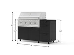 NewAge Outdoor Kitchens Outdoor Grill Island Stainless-Steel 4-Piece Cabinet Set with Casters and 3-Drawer, Grill Cabinet, Performance Grill and Dekton in Sirius Countertop - (Liquid Propane) 